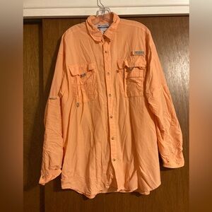 Columbia PFG Fishing shirt, orange, size L